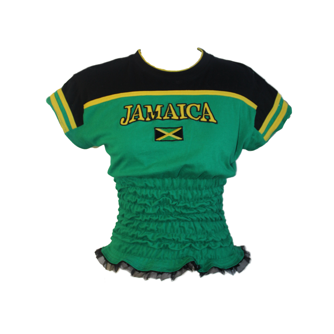 Upcycled Vintage Jamaica Cropped Embroidered  Jersey