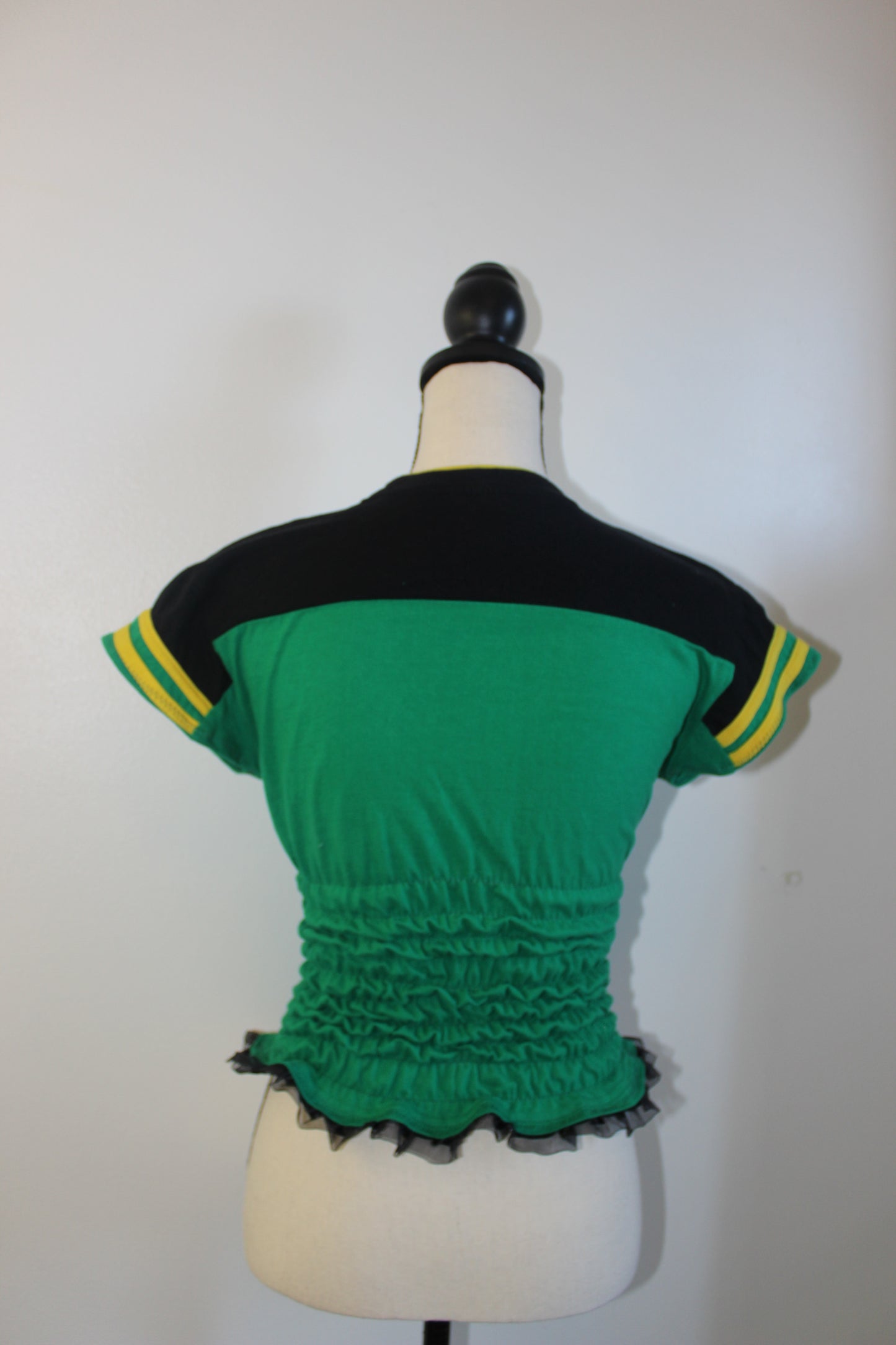 Upcycled Vintage Jamaica Cropped Embroidered  Jersey